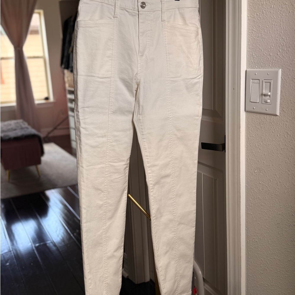 MarlaWynne Women's Straight Leg Jeans in Off-White Size 10 Tall